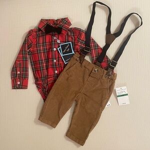 Andy & Evan-Holiday Plaid Outfit-3-6M